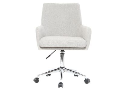 Chaise de bureau à roulettes en tissu gris clair et acier chromé SHANA