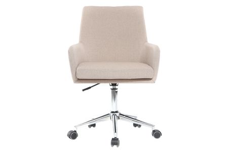 Chaise de bureau à roulettes en tissu beige et acier chromé SHANA