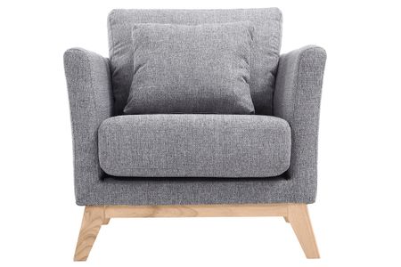 Fauteuil scandinave déhoussable en tissu gris clair et bois clair OSLO