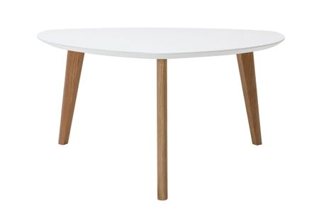 Table basse scandinave blanc et bois clair chêne L80 cm EKKA