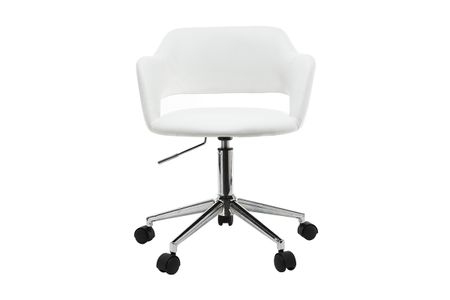 Chaise de bureau à roulettes design blanc et acier chromé JESSY