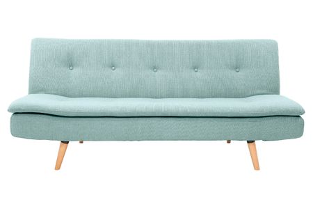 Canapé convertible scandinave 3 places en tissu vert lagon et bois clair SENSO