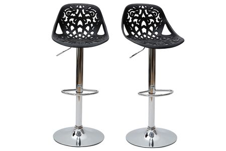 Tabourets de bar design avec motif baroque noir (lot de 2) BAROCCA