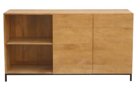 Buffet industriel en bois manguier massif et métal noir 2 portes L145 cm YPSTER