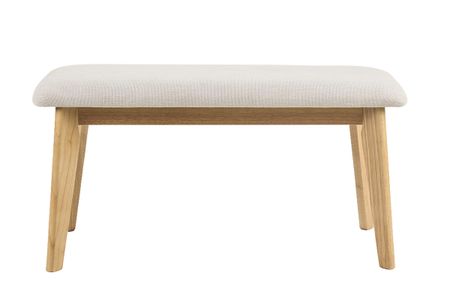 Banc scandinave en tissu effet velours texturé beige et bois clair L92 cm ELION