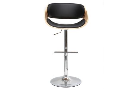 Tabouret de bar design réglable noir et bois clair BENT