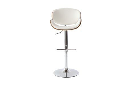 Tabouret de bar design blanc et bois foncé WALNUT