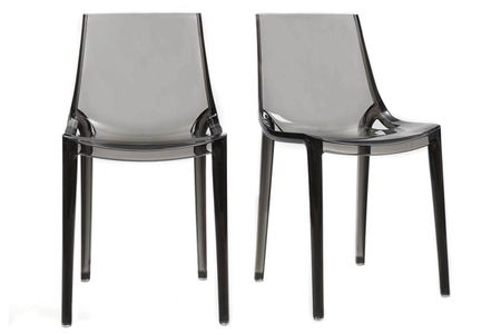 Chaises design empilables gris transparent intérieur - extérieur (lot de 2) YZEL