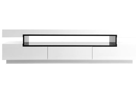 Meuble TV design blanc laqué brillant L200 cm LIVO