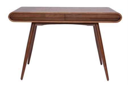 Bureau avec rangements 2 tiroirs vintage bois foncé noyer L120 cm BJORG