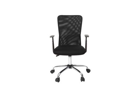 Fauteuil de bureau à roulettes design en mesh noir et acier chromé PLUZ