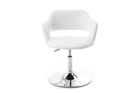 Fauteuil pivotant design blanc et acier chromé JESSY