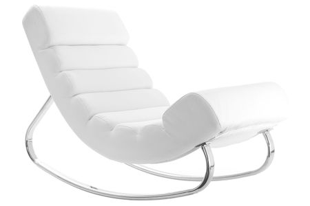 Rocking chair design blanc et acier chromé TAYLOR