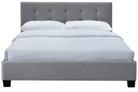 Lit 2 places 160x200 cm en tissu gris capitonné MARQUISE