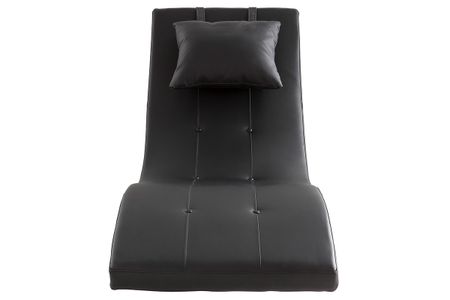 Chaise longue design noir et acier chromé BARTY