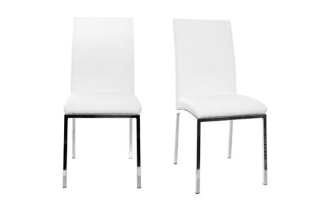 Chaises design blanc et acier chromé (lot de 2) SIMEA