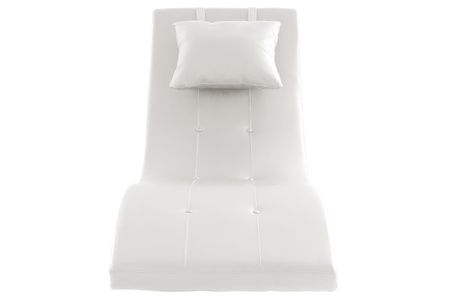 Chaise longue design blanc et acier chromé BARTY