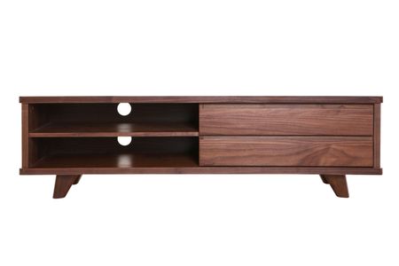 Meuble TV vintage bois foncé avec tiroirs L140 cm FIFTIES