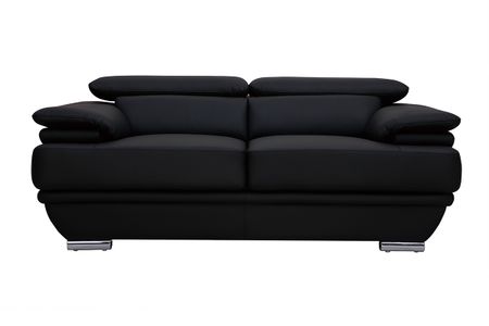 Canapé cuir noir et acier chromé avec têtières ajustables 2 places EWING