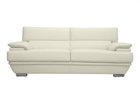 Canapé design avec têtières ajustables 3 places cuir blanc et acier chromé EWING