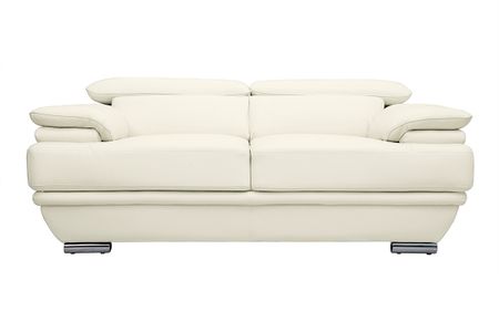Canapé design avec têtières ajustables 2 places cuir blanc et acier chromé EWING