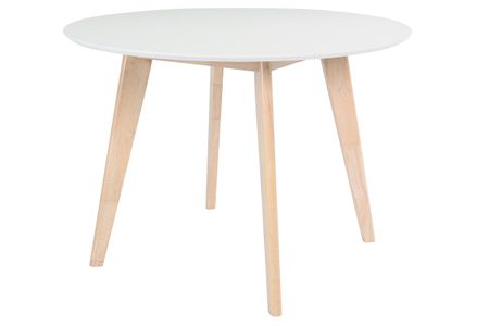 Table scandinave ronde blanc et bois D100 cm LEENA
