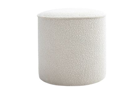 Pouf rond en tissu effet laine bouclée blanc D40 cm PAUL