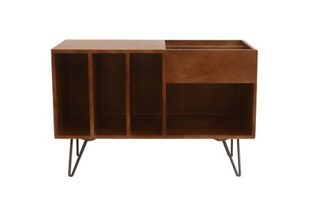 Buffet de rangement vinyles en bois manguier massif teinté et métal L90 cm BOOGIE