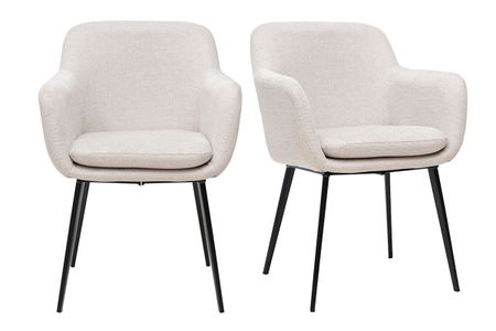 Chaises en tissu effet velours texturé beige et métal noir (lot de 2) AMIKA