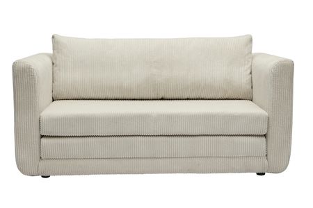 Canapé convertible 2 places en tissu velours côtelé beige LEON