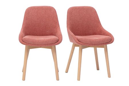 Chaises scandinaves en tissu effet velours texturé terracotta et bois clair massif (lot de 2) HOLO