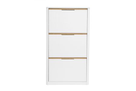 Meuble à chaussures 3 portes finition blanc laqué brillant L68 cm KIRK