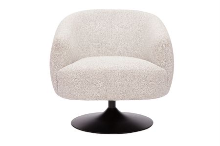 Fauteuil pivotant en tissu effet bouclette beige et métal noir BOWIE