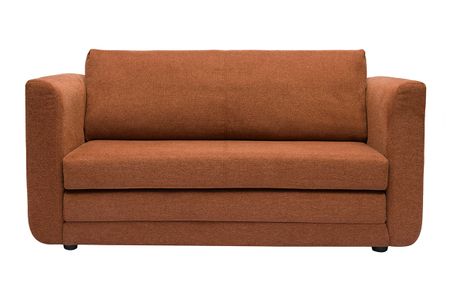 Canapé convertible 2 places en tissu effet velours texturé terre brûlée LEON