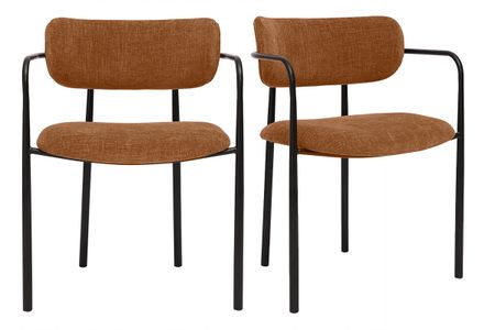 Chaises en tissu effet velours texturé terre brûlée et métal noir (lot de 2) SWIFT