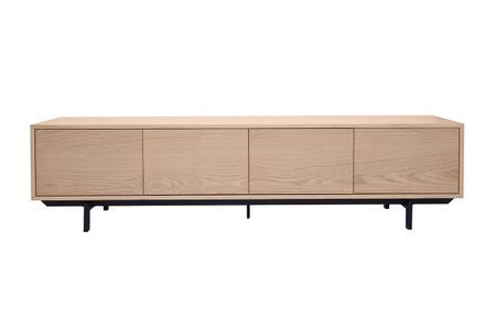 Meuble TV finition bois chêne et métal noir L200 cm MANNY