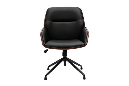 Chaise de bureau design pivotante 360° noire, bois foncé et métal noir MARLOW