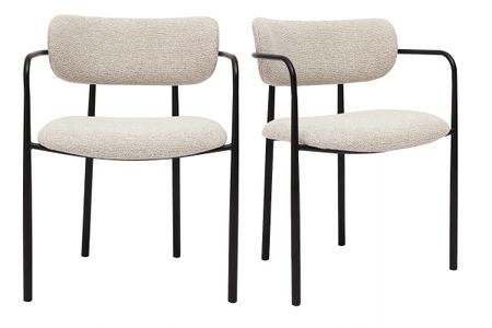 Chaises en tissu texturé beige et métal noir (lot de 2) SWIFT
