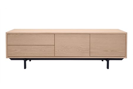 Meuble TV finition bois chêne avec rangements fermés L160 cm MANNY