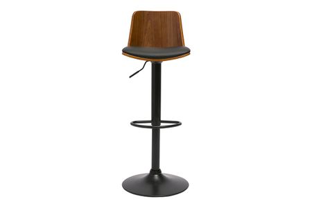 Tabouret de bar réglable noir et bois foncé DOA