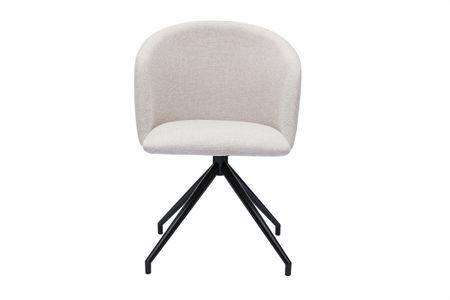 Chaise design pivotante 360° en tissu effet velours texturé beige et métal noir VANITY