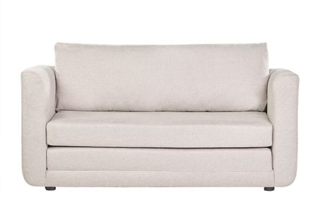 Canapé convertible 2 places en tissu effet velours texturé beige LEON