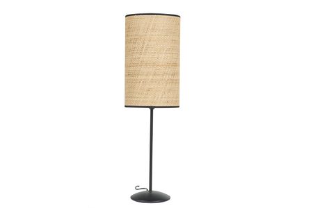 Lampe à poser en rabane et métal noir H56.5 cm ALOE