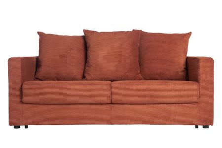 Canapé convertible 3 places en tissu velours côtelé terracotta avec matelas 13 cm BACIO