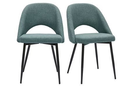 Chaises vintage en tissu vert de gris et métal noir (lot de 2) COSETTE