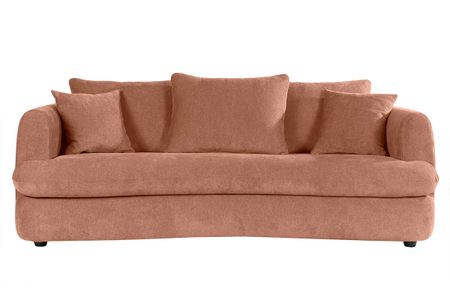 Canapé déhoussable 3-4 places design haricot en tissu effet velours terre brûlée SACHA