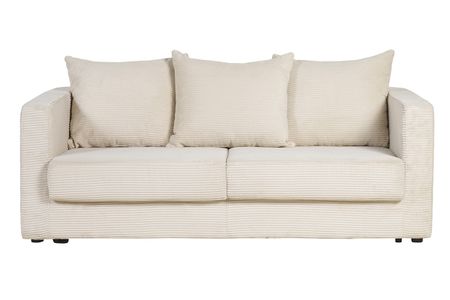 Canapé convertible 3 places en tissu velours côtelé beige avec matelas 13 cm BACIO