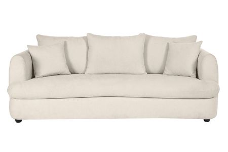 Canapé déhoussable 3-4 places design haricot en tissu effet velours beige clair SACHA