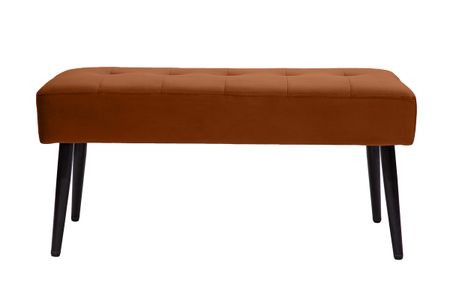 Banc design capitonné en velours terre brûlée et métal noir L95 cm GUESTA