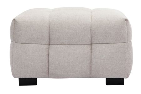 Pouf repose-pieds design en tissu effet velours texturé beige CORTO